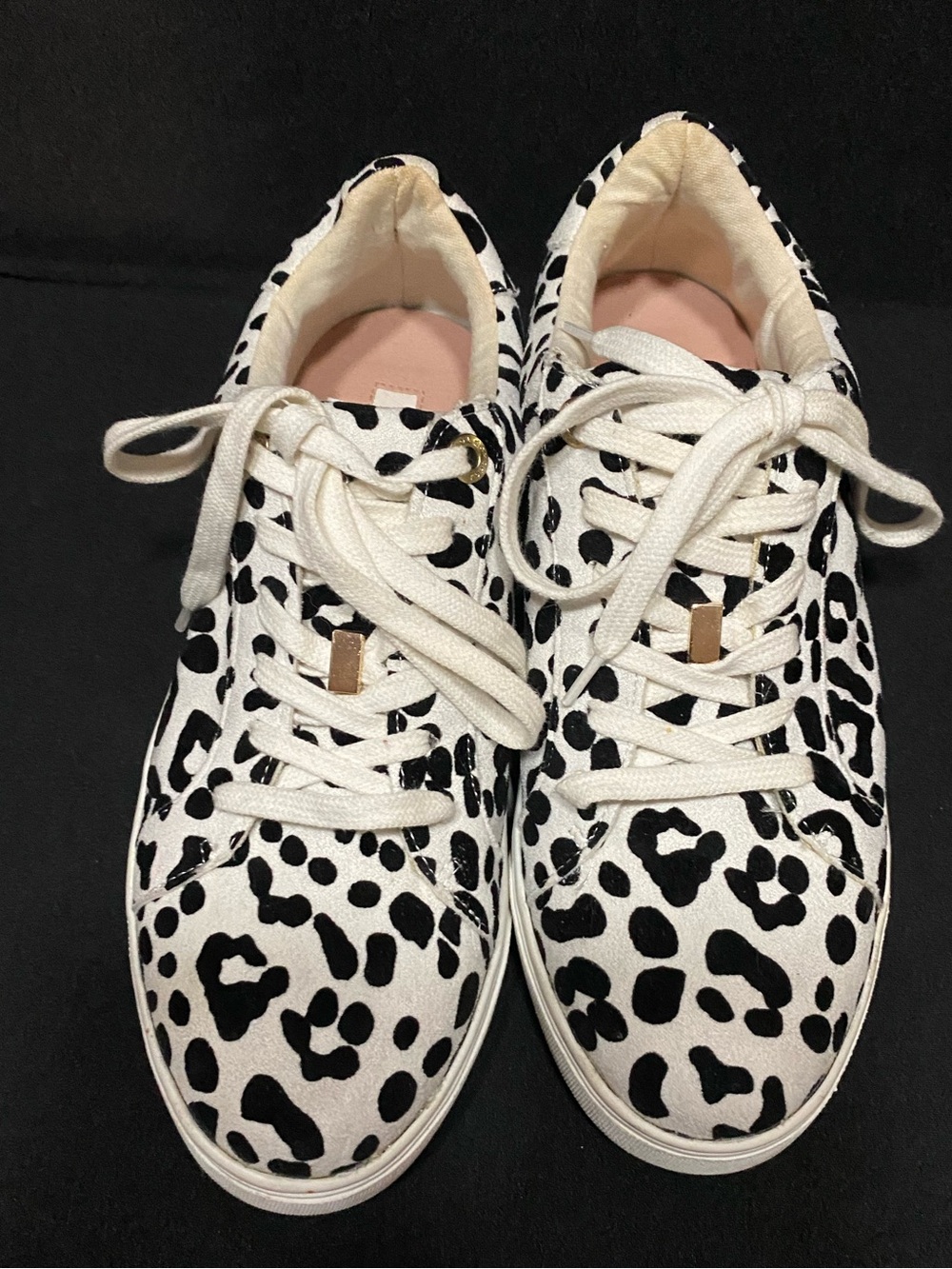 Topshop Cabo Low top Black and White Leopard Print Lace-Up Sneakers